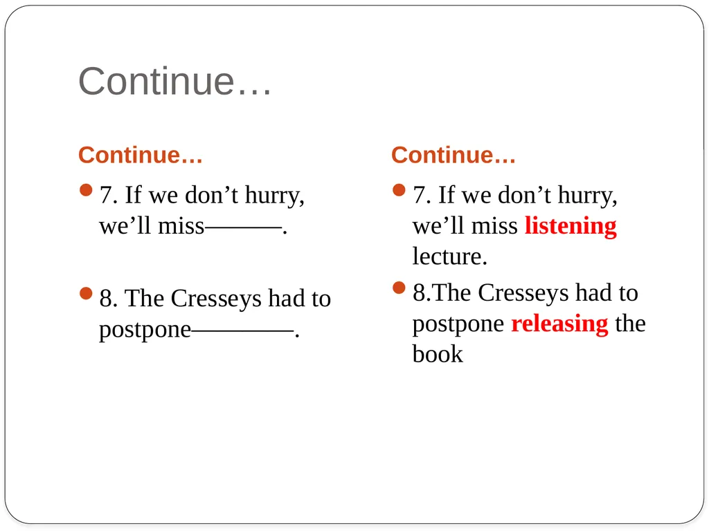 Grammar Exercises with specific emphasis on GERUND - slide 16 of 17