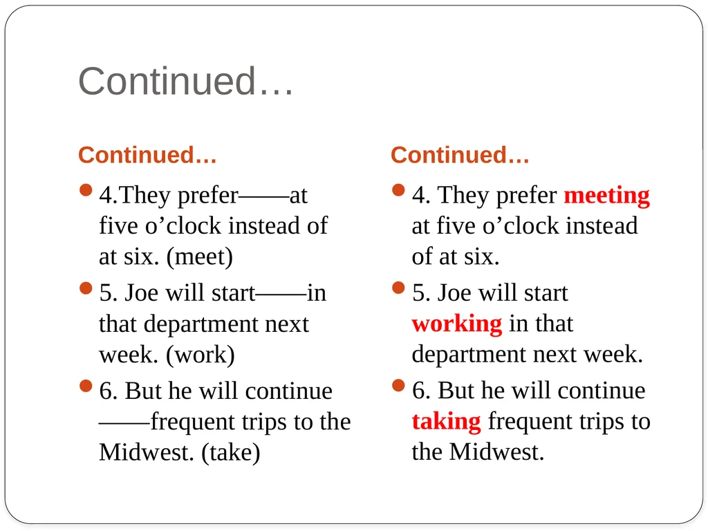 Grammar Exercises with specific emphasis on GERUND - slide 12 of 17