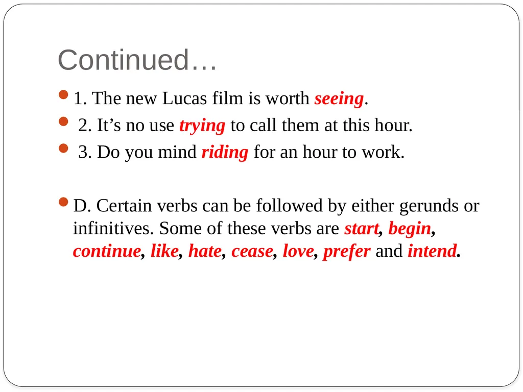 Grammar Exercises with specific emphasis on GERUND - slide 4 of 17