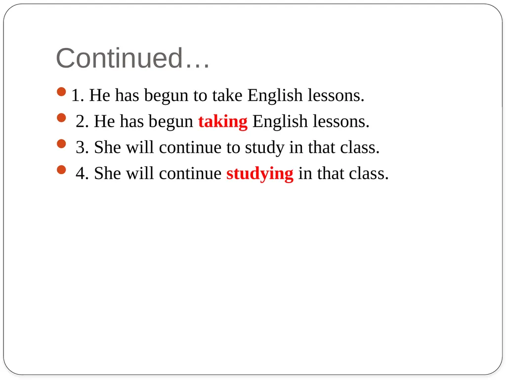 Grammar Exercises with specific emphasis on GERUND - slide 5 of 17