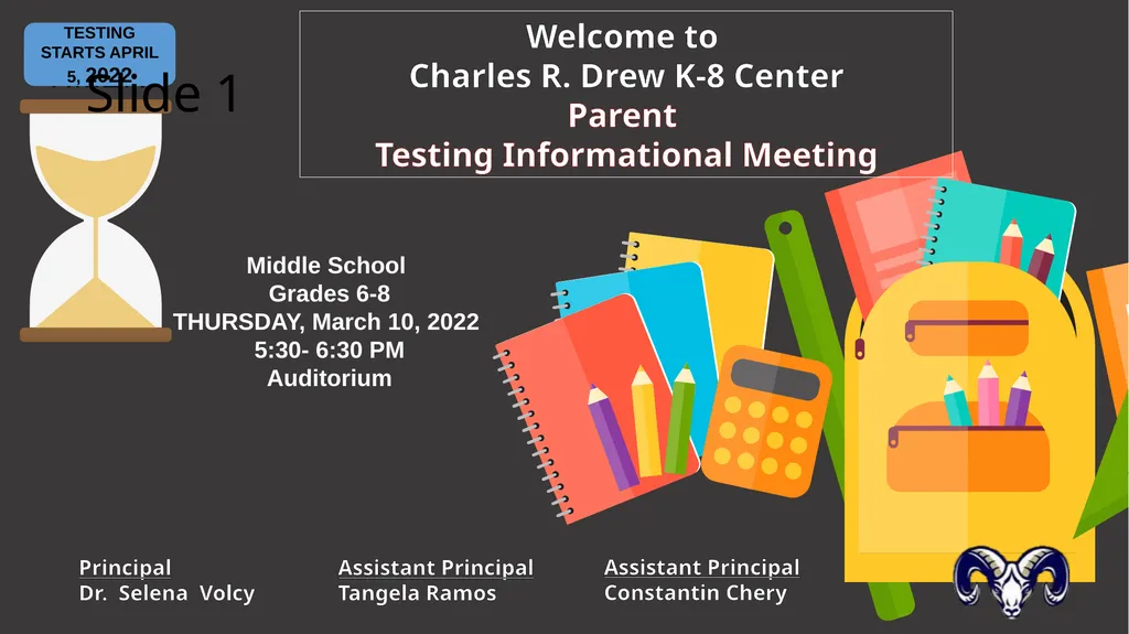 Middle School Grades 6-8 THURSDAY, March 10, 2022 - slide 1 of 21