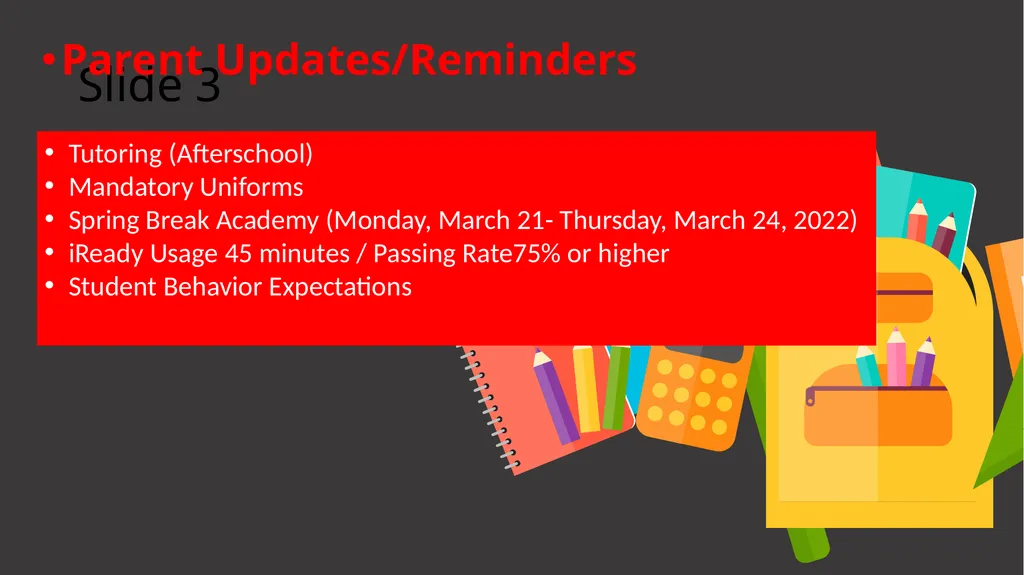 Middle School Grades 6-8 THURSDAY, March 10, 2022 - slide 4 of 21