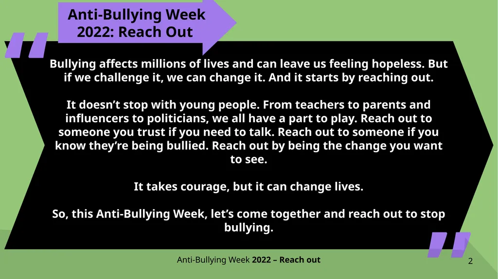 ANTI-BULLYING WEEK 2022 Bullying affects millions - slide 2 of 15