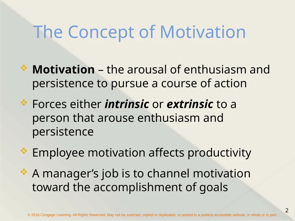 Chapter 16 Motivating Employees The Concept of - slide 2 of 26