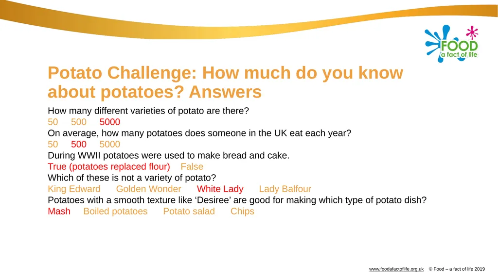 Potato varieties quiz Potato Challenge: How much - slide 3 of 11