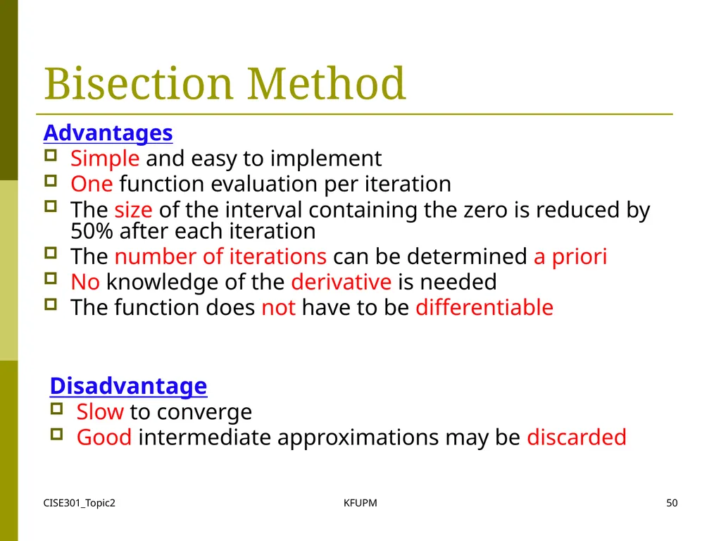 CISE301_Topic2 KFUPM 1 CISE301: Numerical Methods - slide 50 of 92