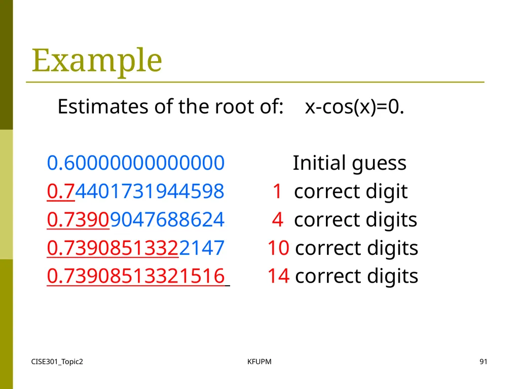 CISE301_Topic2 KFUPM 1 CISE301: Numerical Methods - slide 91 of 92