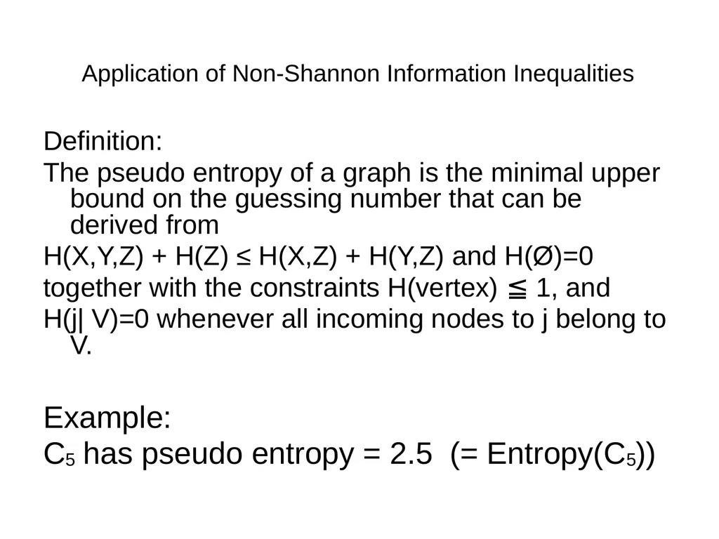 Graph Guessing Games & non-Shannon Information - slide 32 of 43
