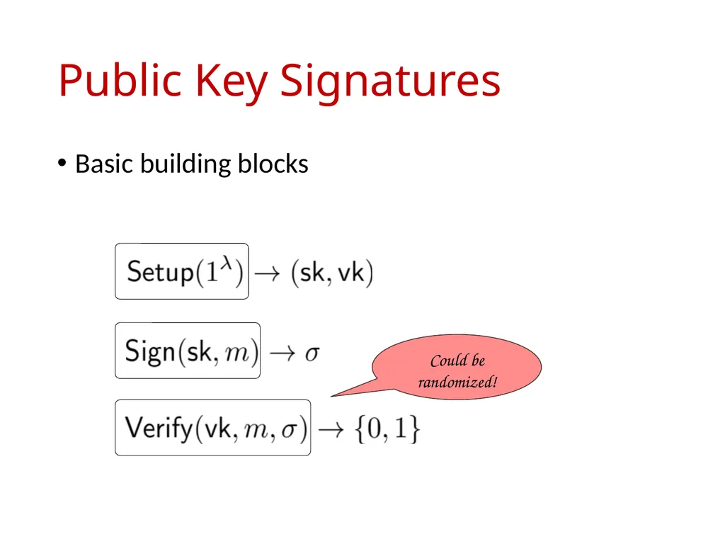 Signature Schemes with Randomized Verification - slide 2 of 20