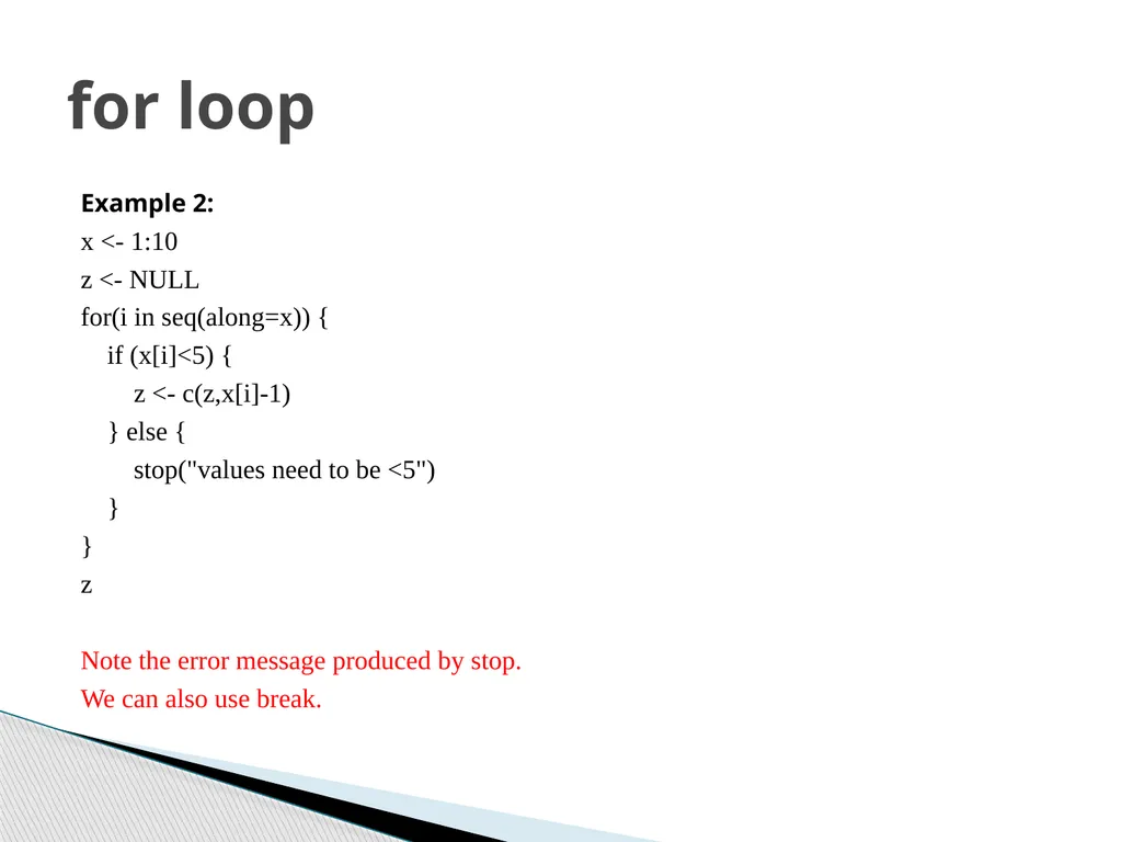 Functions and Loops in R (Example on evaluation of - slide 4 of 14