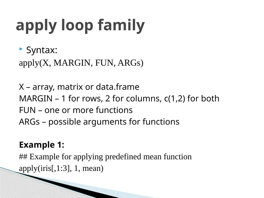 Functions and Loops in R (Example on evaluation of - slide 7 of 14