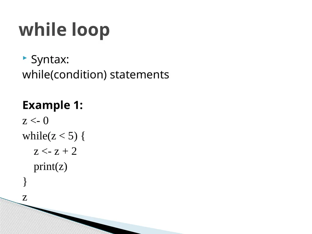 Functions and Loops in R (Example on evaluation of - slide 5 of 14
