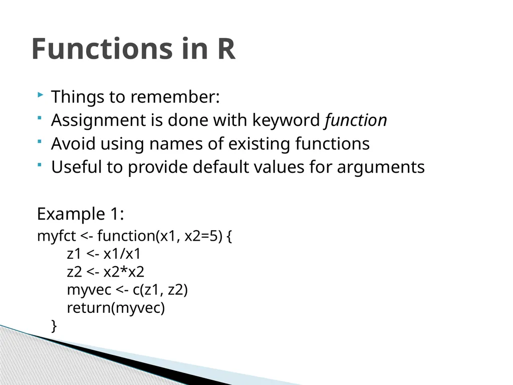 Functions and Loops in R (Example on evaluation of - slide 11 of 14