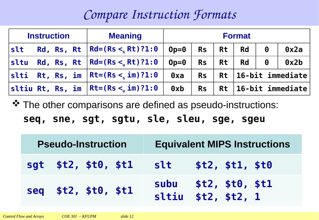 Control Flow and Arrays COE 301 Computer - slide 12 of 37