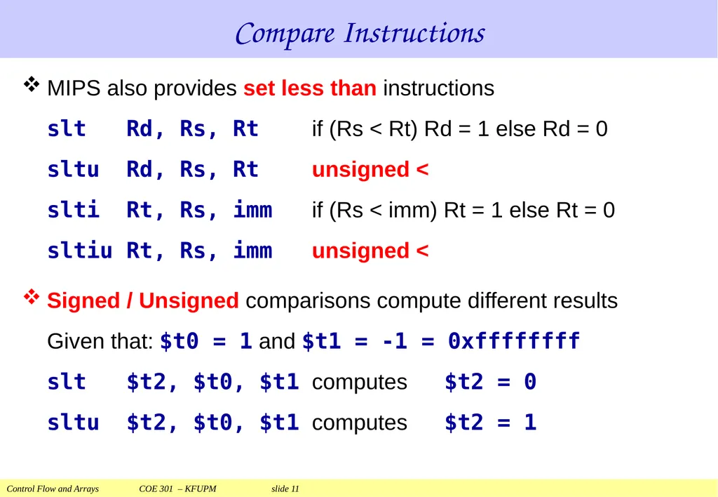 Control Flow and Arrays COE 301 Computer - slide 11 of 37