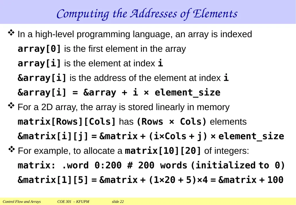 Control Flow and Arrays COE 301 Computer - slide 22 of 37
