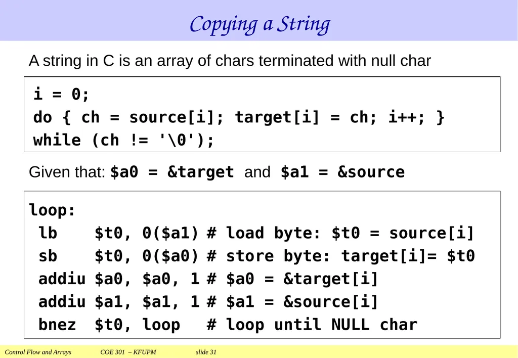 Control Flow and Arrays COE 301 Computer - slide 31 of 37