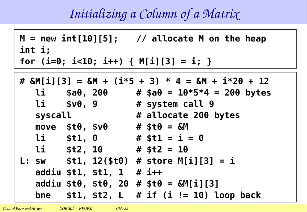 Control Flow and Arrays COE 301 Computer - slide 32 of 37