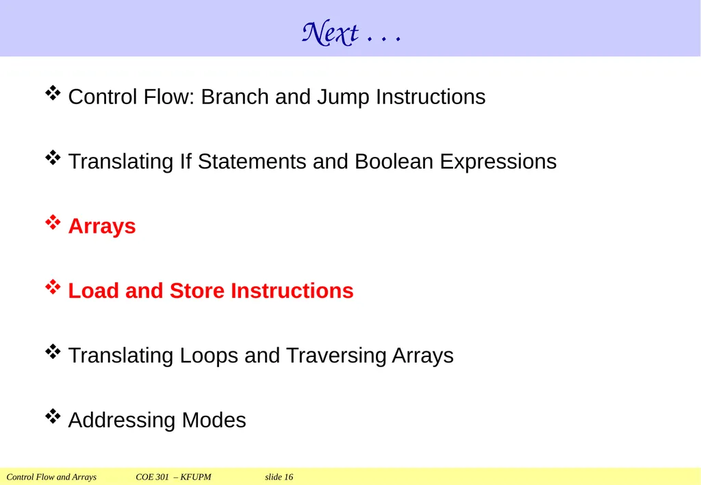 Control Flow and Arrays COE 301 Computer - slide 16 of 37