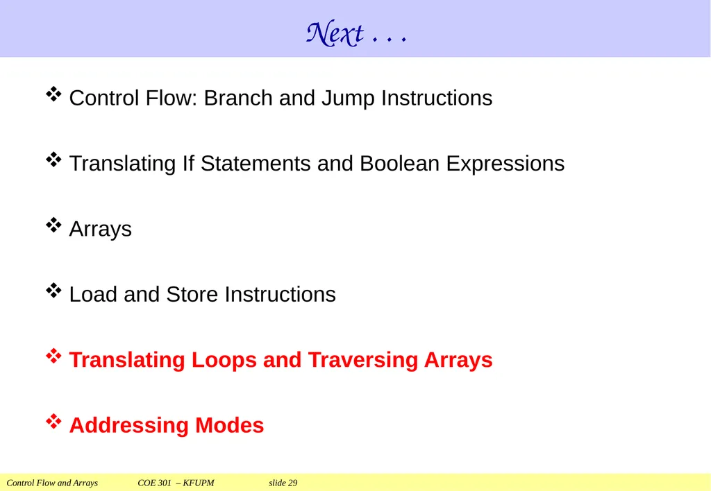 Control Flow and Arrays COE 301 Computer - slide 29 of 37