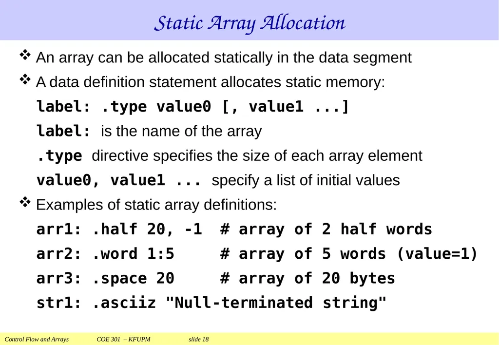 Control Flow and Arrays COE 301 Computer - slide 18 of 37