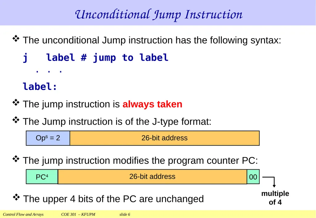 Control Flow and Arrays COE 301 Computer - slide 6 of 37