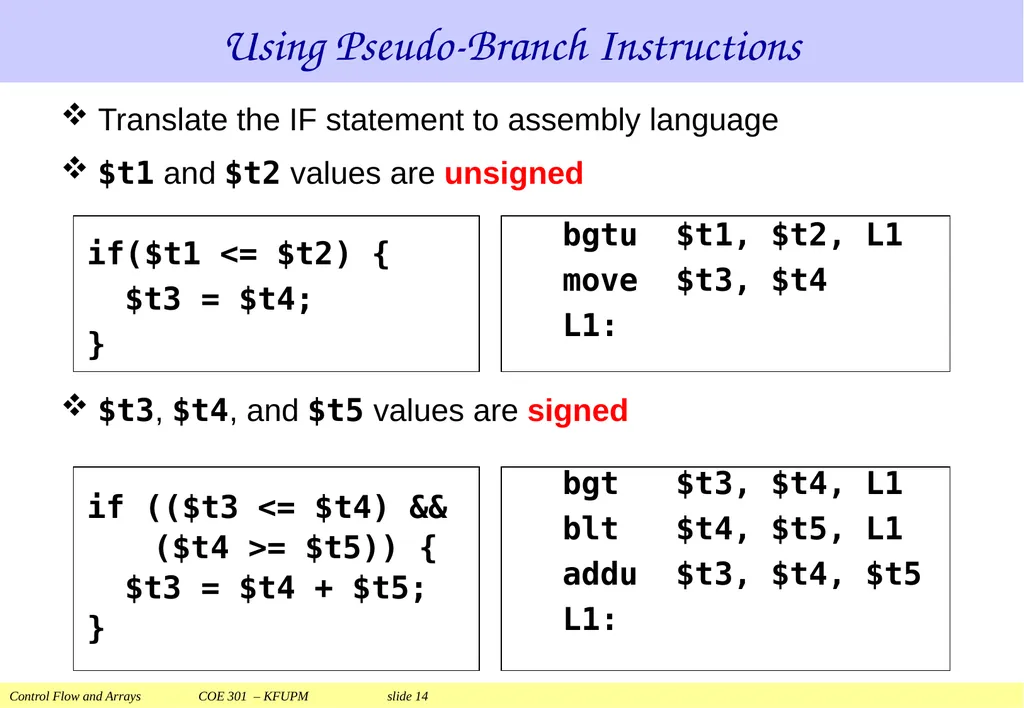 Control Flow and Arrays COE 301 Computer - slide 14 of 37