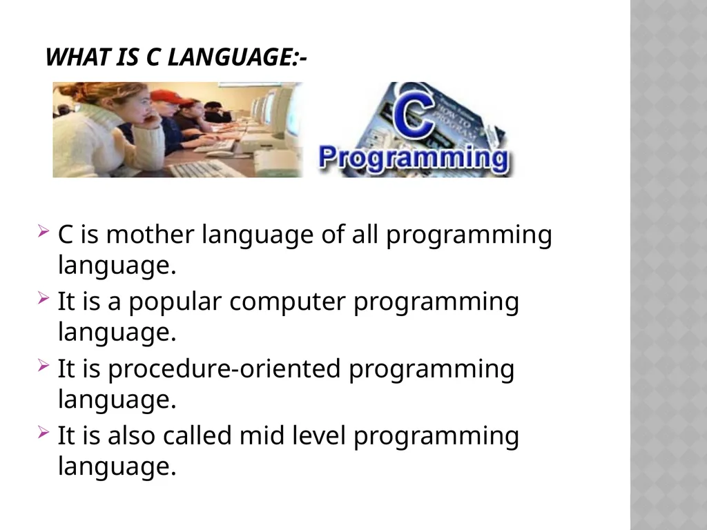 C Programming Language Tutorial By Mrs. Muneeswari - slide 2 of 27