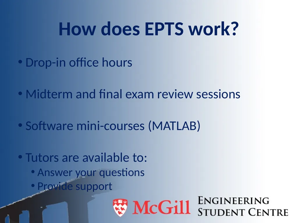 Engineering Peer Tutoring Service (EPTS) Tips on - slide 3 of 13