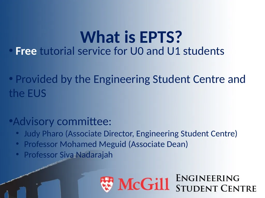 Engineering Peer Tutoring Service (EPTS) Tips on - slide 2 of 13