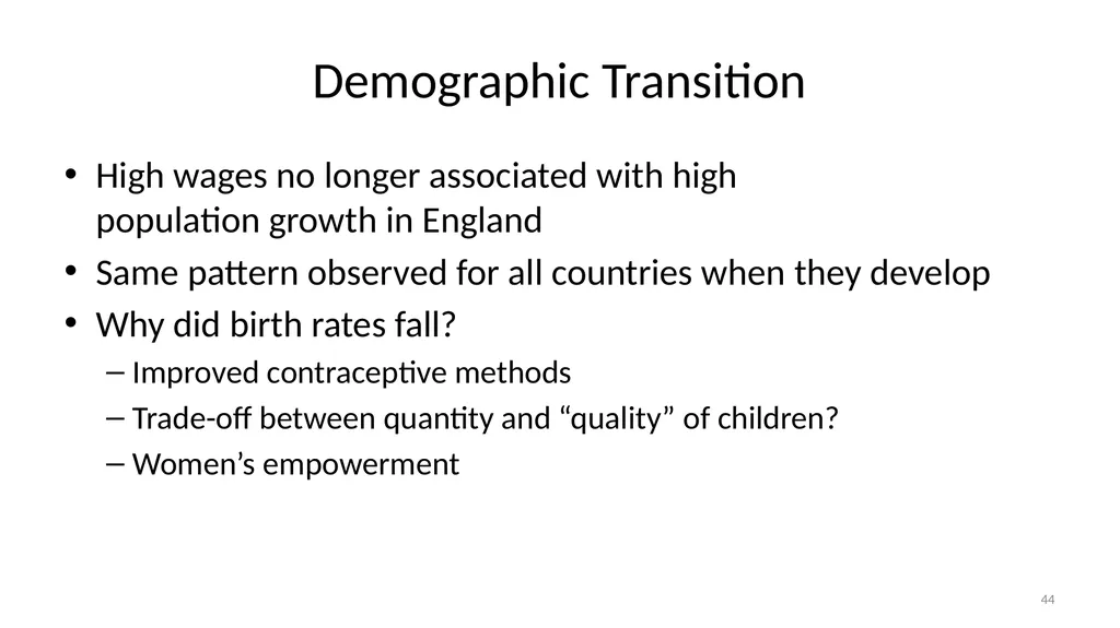 Lecture 6A Malthus and Pre-Industrial Stagnation - slide 44 of 44