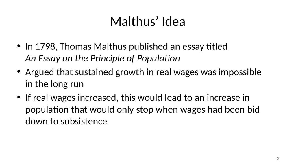 Lecture 6A Malthus and Pre-Industrial Stagnation - slide 5 of 44