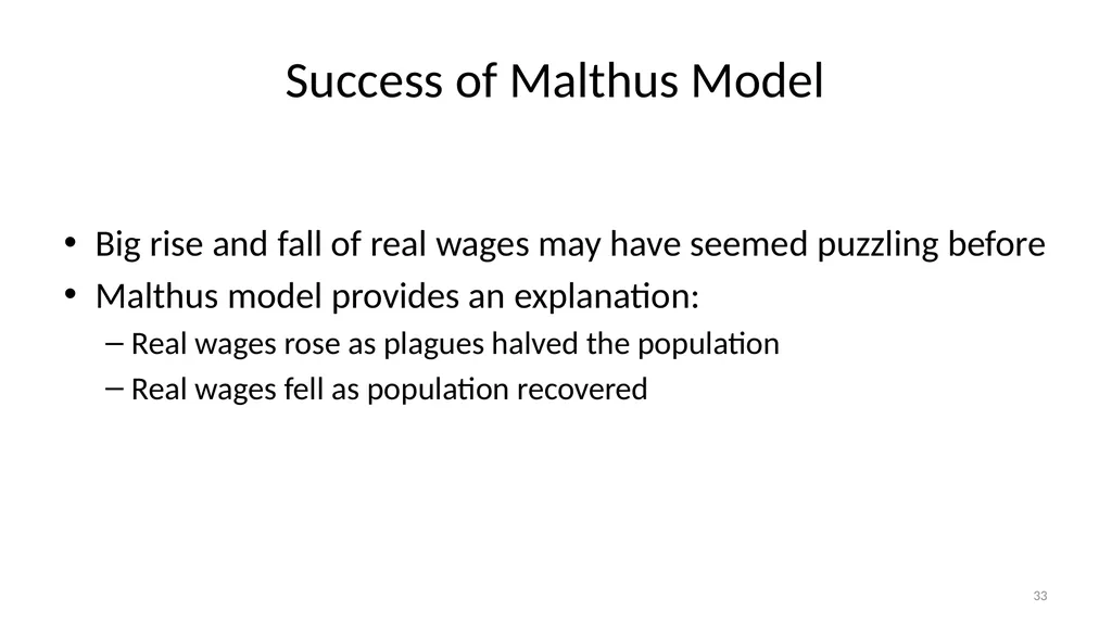 Lecture 6A Malthus and Pre-Industrial Stagnation - slide 33 of 44