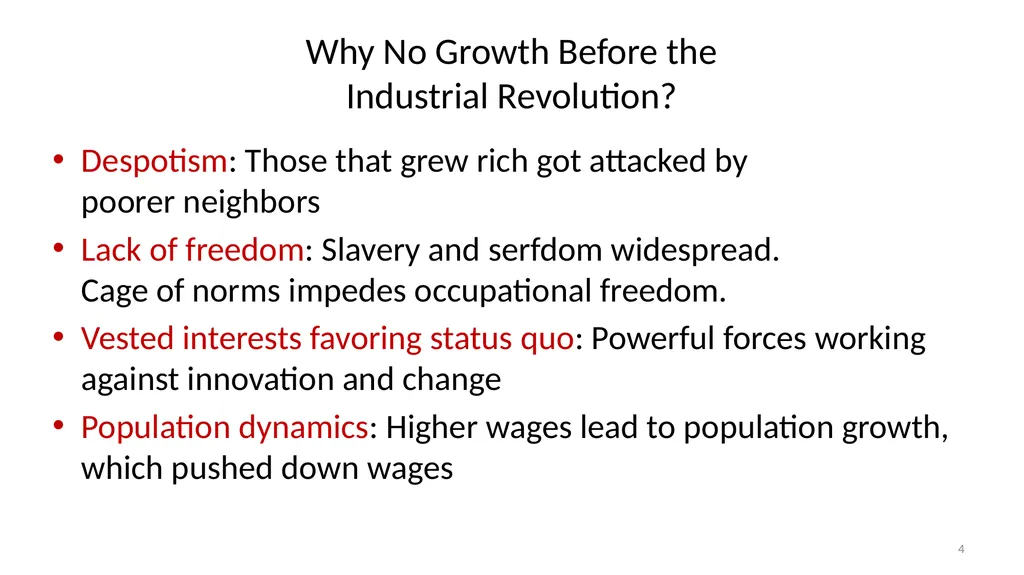 Lecture 6A Malthus and Pre-Industrial Stagnation - slide 4 of 44