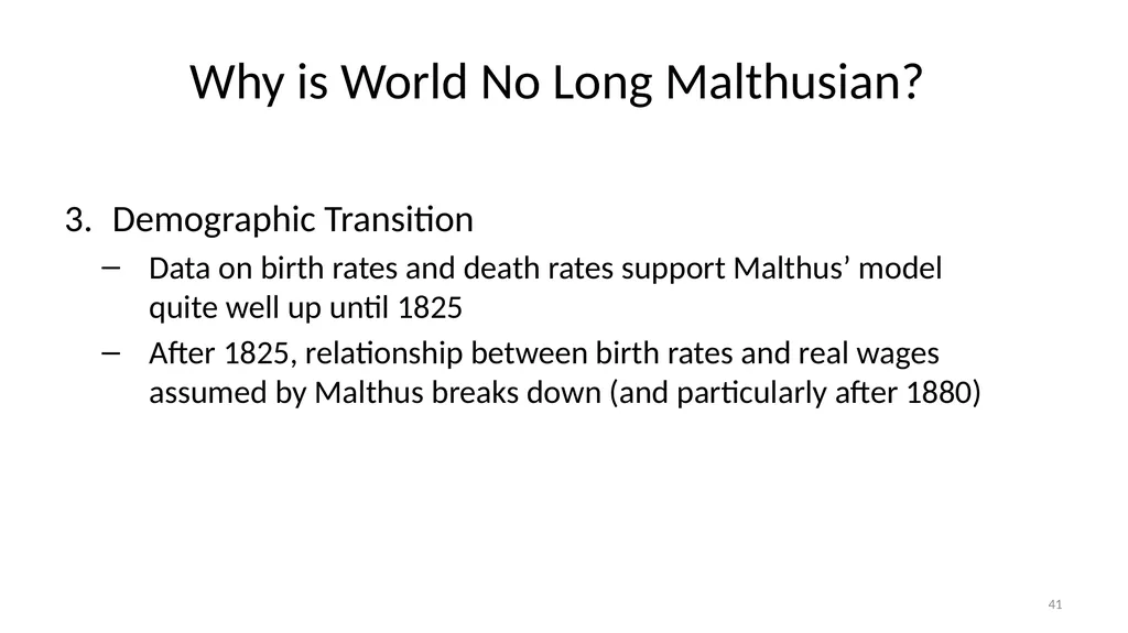 Lecture 6A Malthus and Pre-Industrial Stagnation - slide 41 of 44
