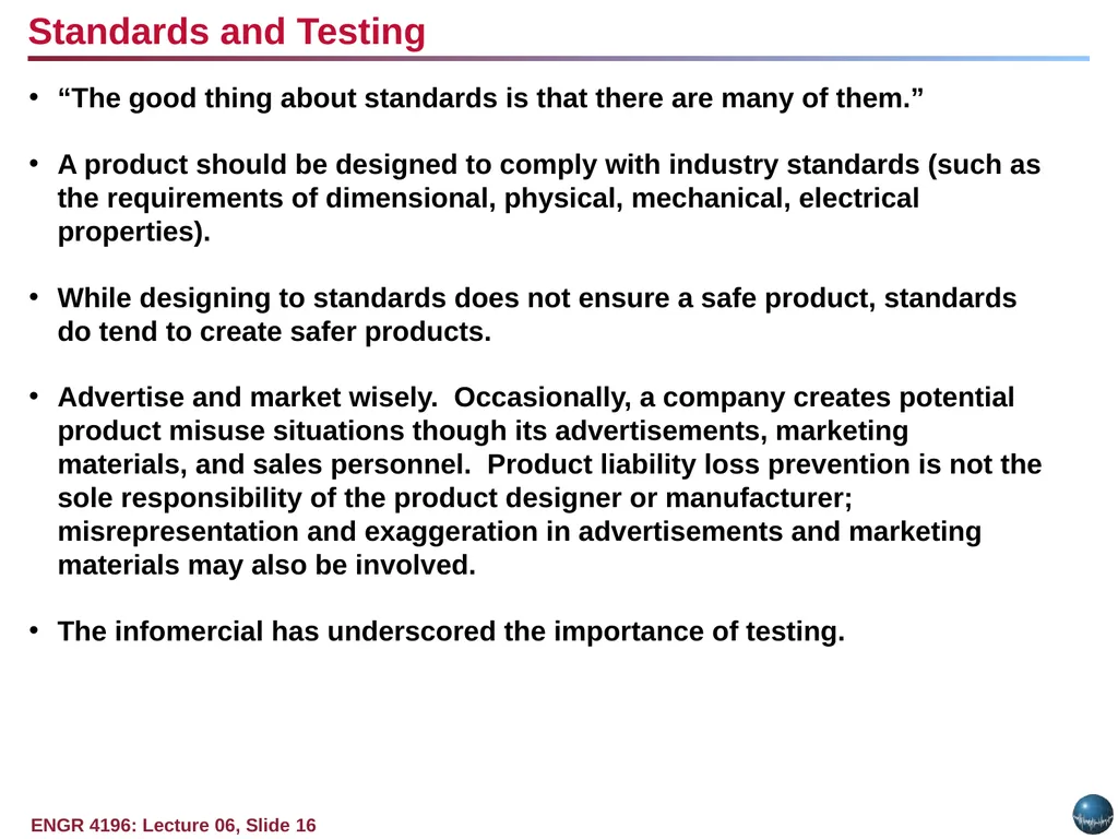 Question: Why do standards exist? Objectives: - slide 16 of 25