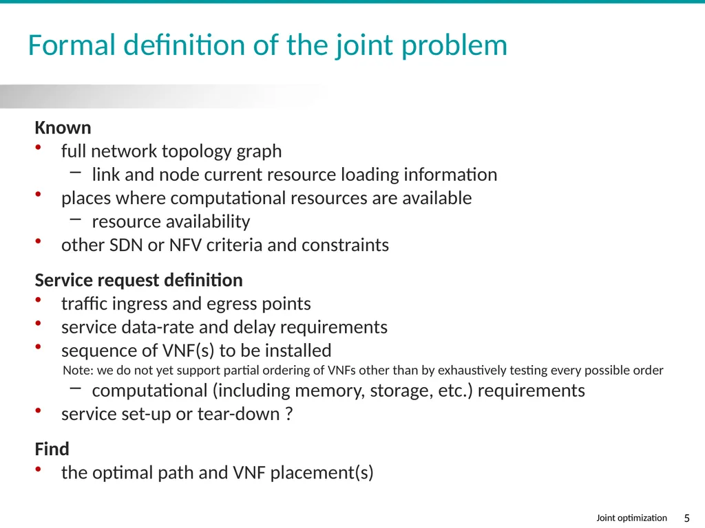 Joint SDN & NFV Optimization SDNRG @ IETF-93 - slide 5 of 10