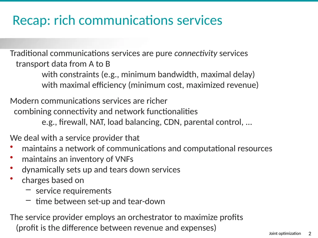 Joint SDN & NFV Optimization SDNRG @ IETF-93 - slide 2 of 10