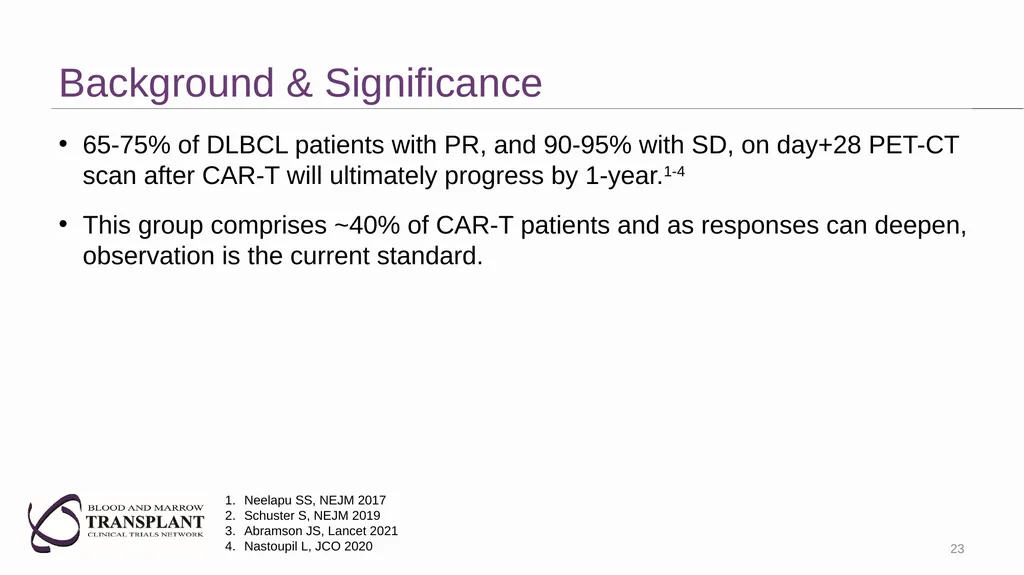 Lymphoma: Upfront CAR-T for high-risk mantle cell - slide 23 of 30