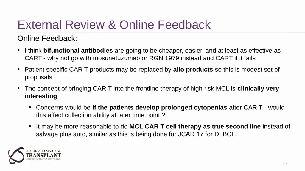 Lymphoma: Upfront CAR-T for high-risk mantle cell - slide 17 of 30