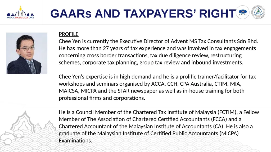 GAARs AND TAXPAYERS’ RIGHT CHOW CHEE YEN Council - slide 2 of 13