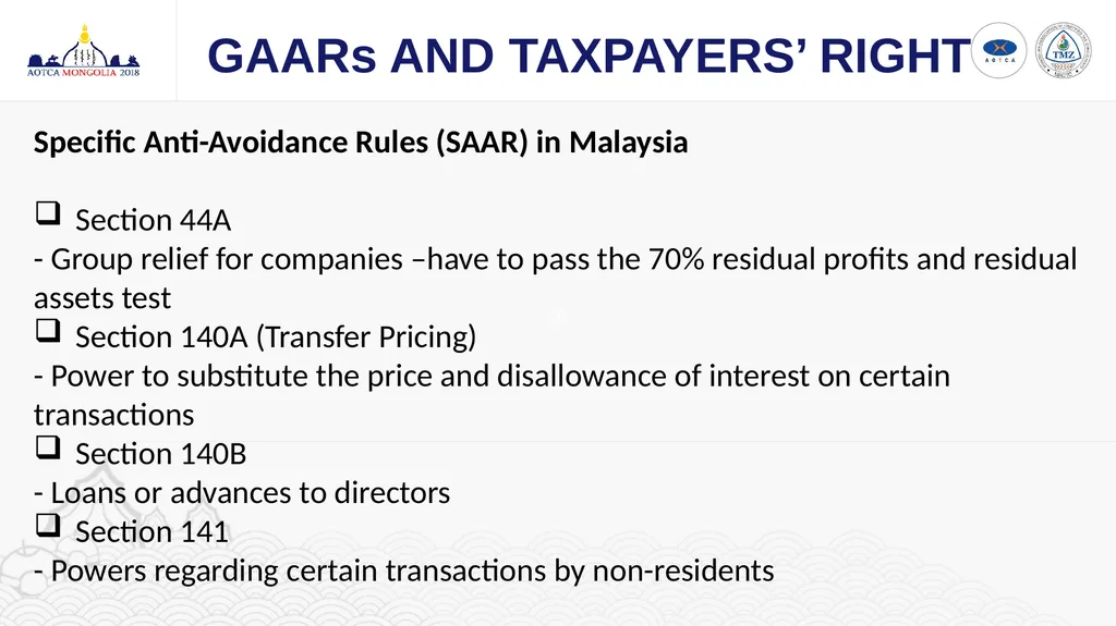 GAARs AND TAXPAYERS’ RIGHT CHOW CHEE YEN Council - slide 8 of 13