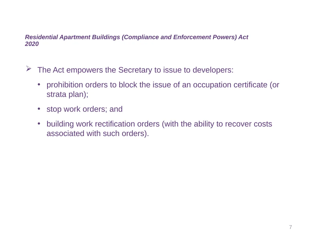 Industry Reform Update Legal Update presentation - slide 7 of 10