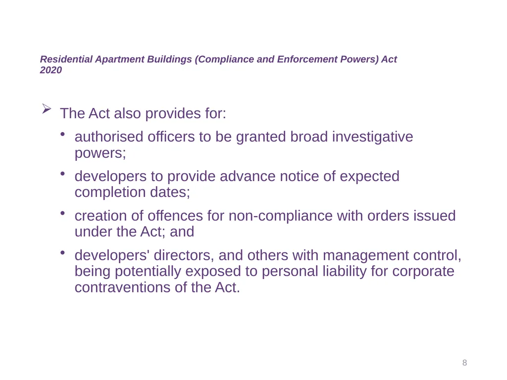 Industry Reform Update Legal Update presentation - slide 8 of 10