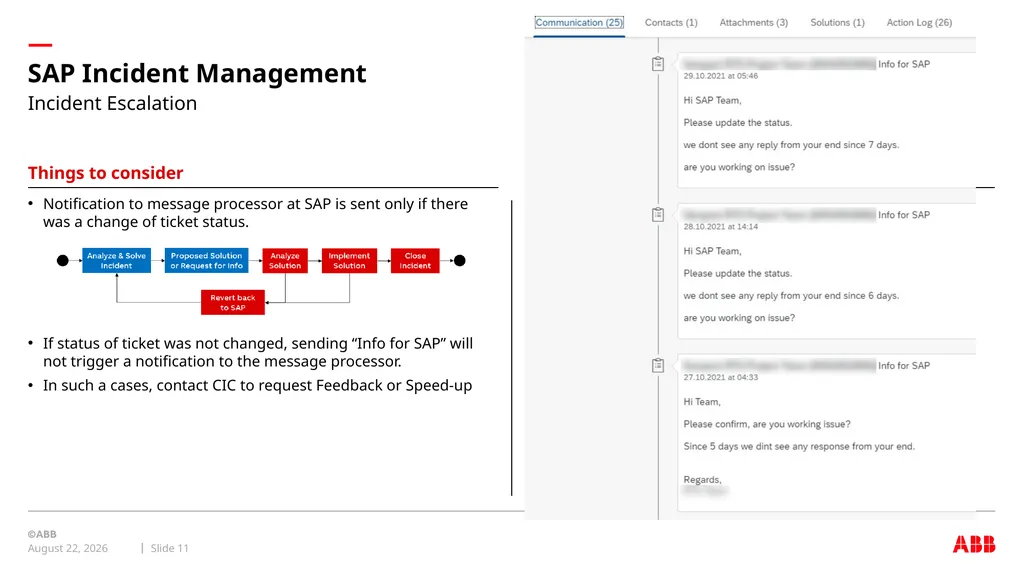 internal Global ERP domain SAP Incident Management - slide 11 of 17