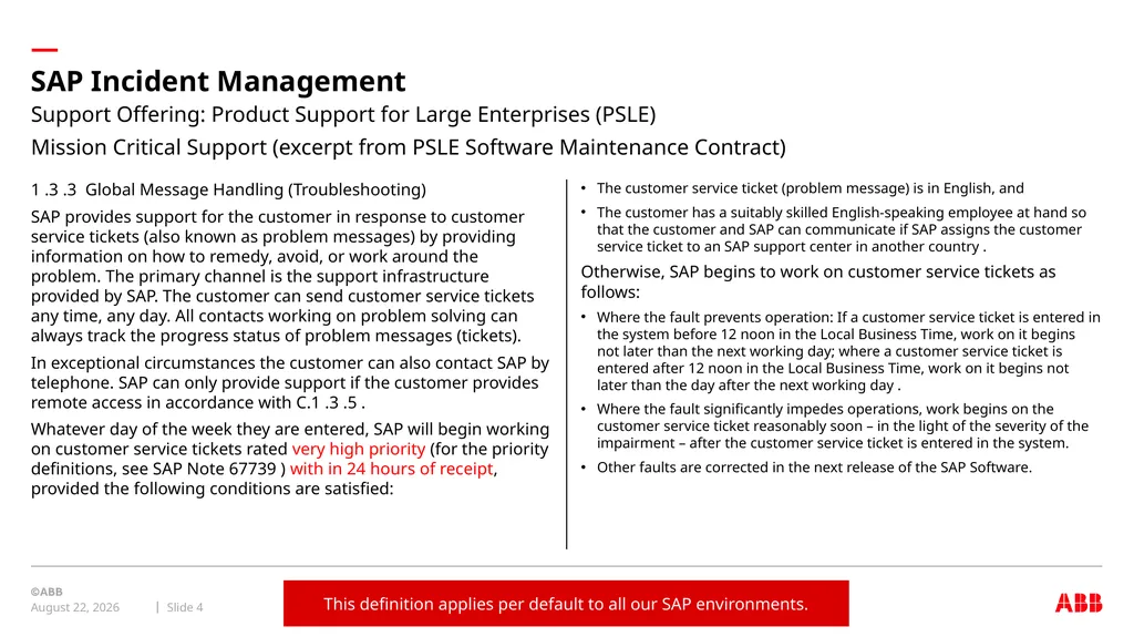 internal Global ERP domain SAP Incident Management - slide 4 of 17
