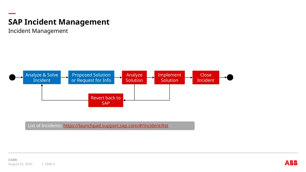internal Global ERP domain SAP Incident Management - slide 9 of 17