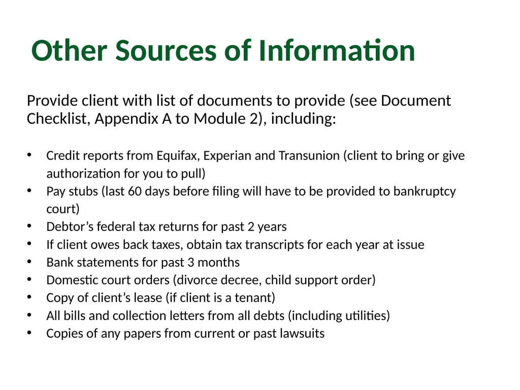Module 2: Pre-Filing Considerations Pro Bono - slide 15 of 63