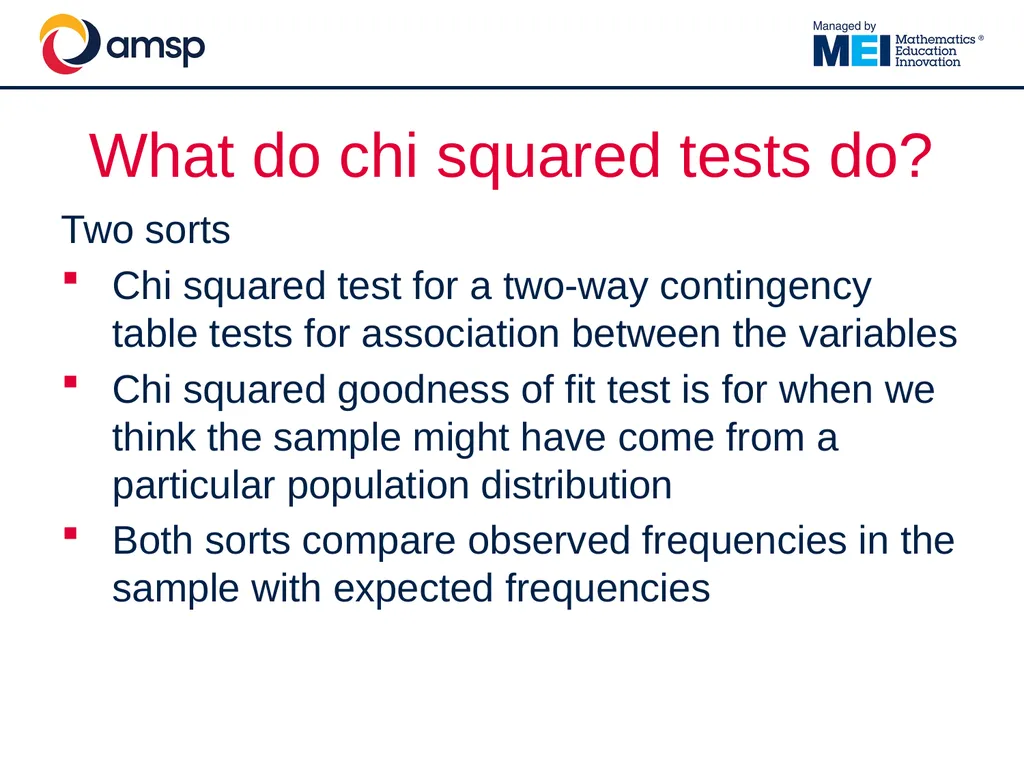 Understanding and using the Chi-Squared test in - slide 4 of 39