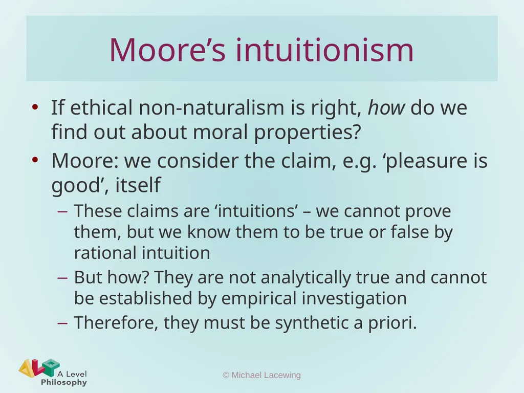 Ethical non-naturalism Michael Lacewing - slide 9 of 10